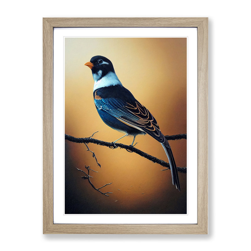 A Bird - Single Picture Frame Print, 64cm H x 46cm W, Oak