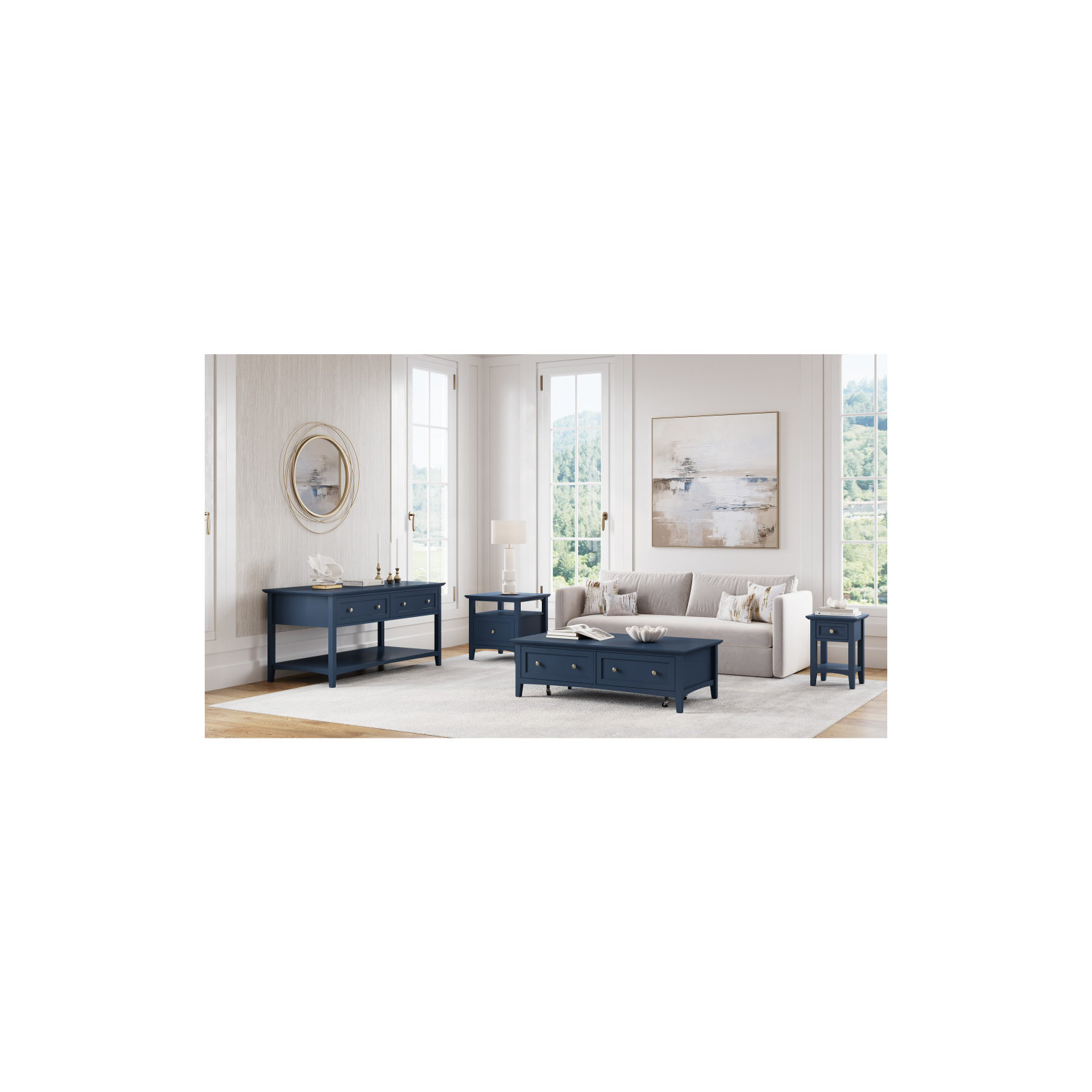 Renee Square End Table, Blue
