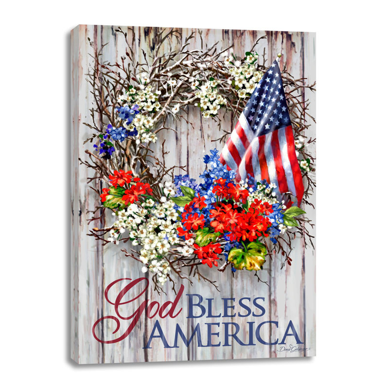 Art mural sur toile Patriotic Wreath, H 24 po x l 18 po x p 1 po