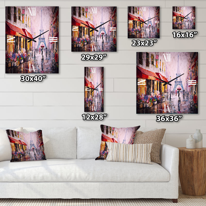 Lovers in Paris Eiffel Tower - Horloge murale industrielle, Petit