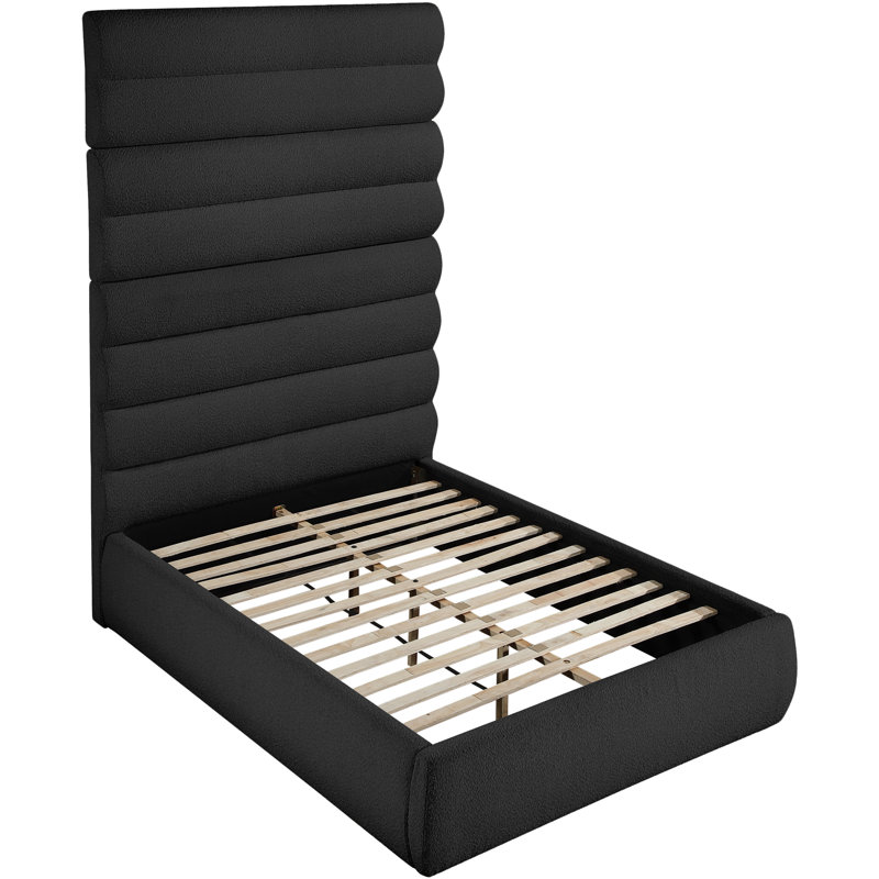 Lit en tissu Adam, Lit double, Noir, Boucle Fabric