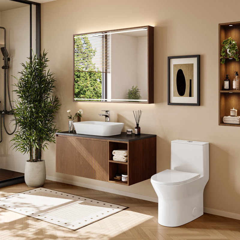 Toilette une pièce pour la salle de bain, toilette moderne à double chasse 1,1 / 1,6 GPpf (avec siège à fermeture en douceur)