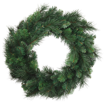 Couronne de Noël de luxe en pin à feuilles persistantes de 61 cm (24 po) - Décoration intérieure/extérieure pour porte d'entrée