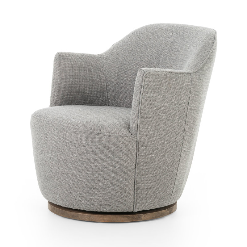 Aurora 26" Wide Swivel Armchair, Gibon Silver Performance Basketweave