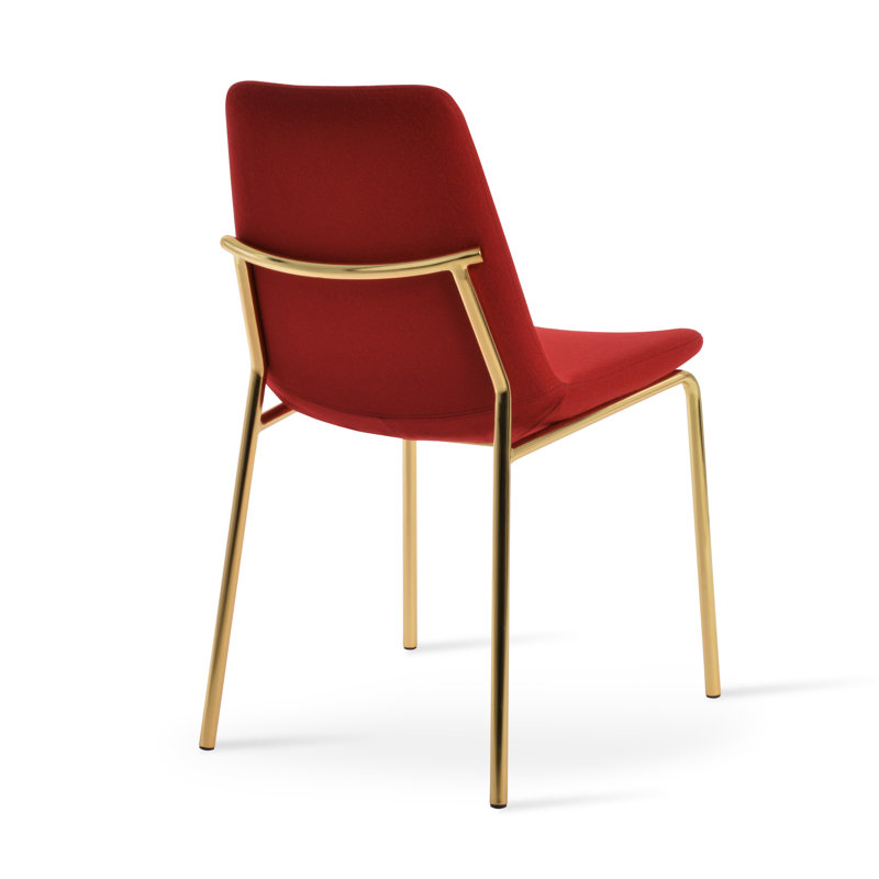 Chaise de salle à manger Eiffel Harris, Laine rouge, Laiton