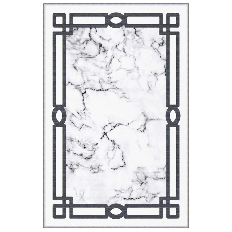Tapis tissé de qualité supérieure, 100% polyester, 4,6 x 7,2 pi | Pois antibactérien antidérapant en PVC | Impression numérique 3D, lavable à la machine, hauteur des poils: 0,3 po | Idéal pour le salon, la chambre à coucher et les espaces repas