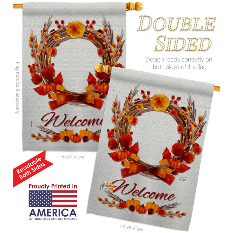 Drapeau de maison à 2 côtés 40 x 28 po Harvest Wreath