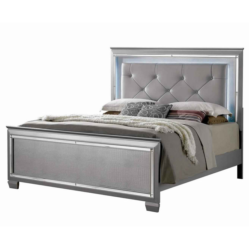 Ensemble de chambre avec très grand lit 2 pièces, bois gris, table de chevet