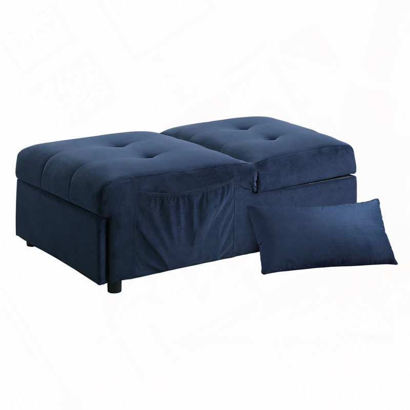 Fauteuil convertible en velours capitonné, Bleu très foncé