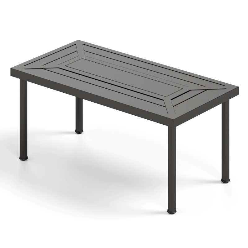 Romika 40.2" W Steel Patio Coffee Table, Glossy Black