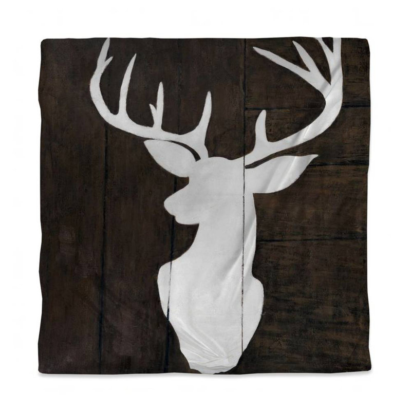 Housse de couette blanche rustique | Silhouette de cerf | Décoration de chambre à coucher