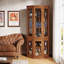 Corner Bar Storage Cabinet, 70" Tall Industrial Wine Cabinet With Lights