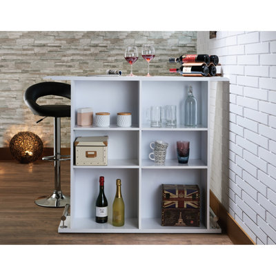 Table rectangulaire blanche à 6 tablettes pour salle à manger - Article rectangulaire élégant et stable avec compartiments