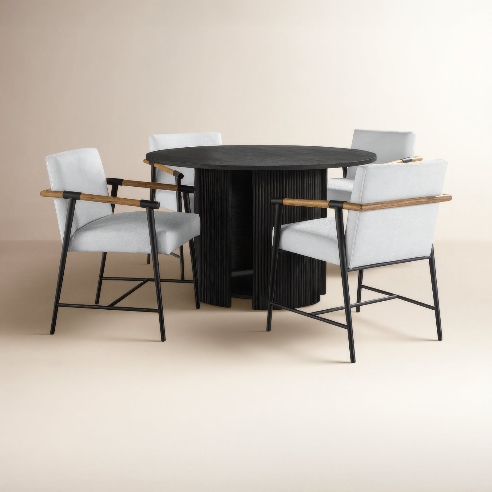 Sorine 5 - Piece Extendable Dining Set, Black, White
