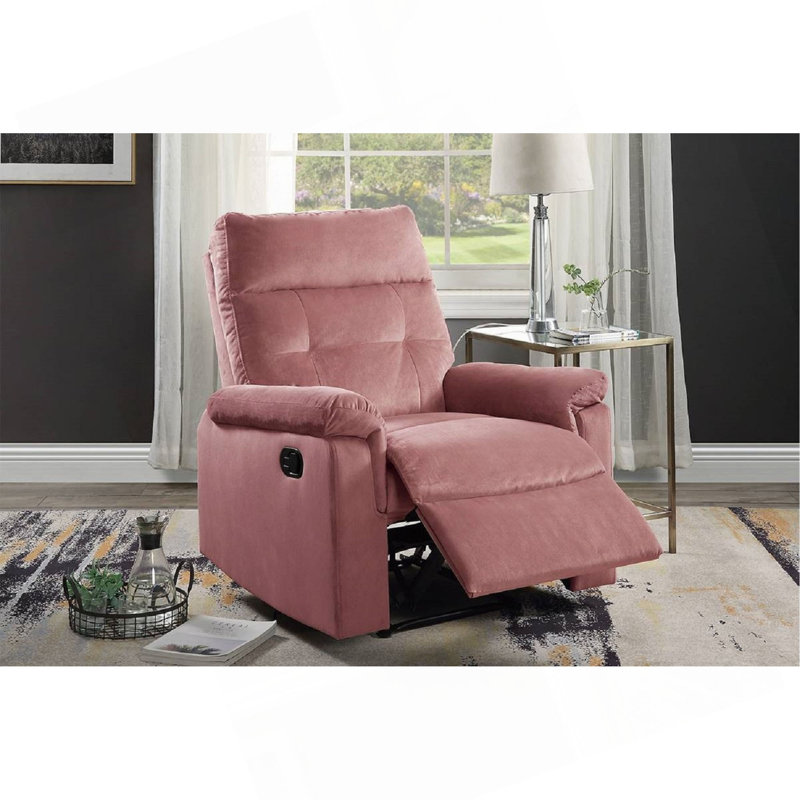 Fauteuil inclinable luxueux luxueux en velours rosé à mouvement mouvement 1pc