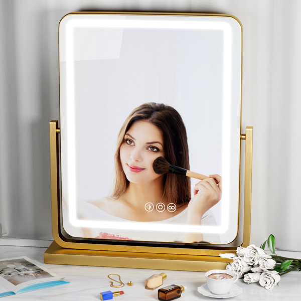 Ehrmann Aura Tri Tone Round Vanity Mirror with Table Stand, LED Makeup  Mirror with 360 Degrees Rotatable