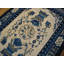 Tapis carré blanc en laine à motif floral noué à la main blanc et bleu