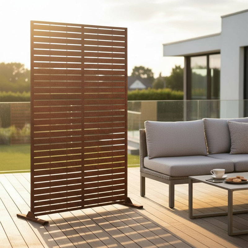 Metal Outdoor Privacy Screen 90cm X 180cm, Rust