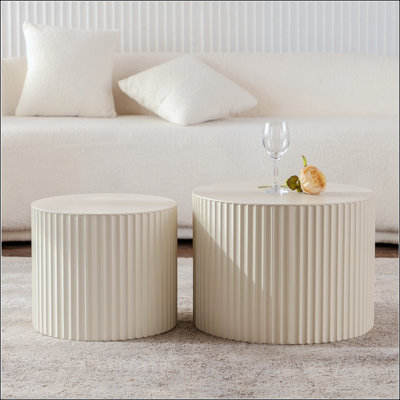 Ensemble de 2 tables basses gigognes beiges