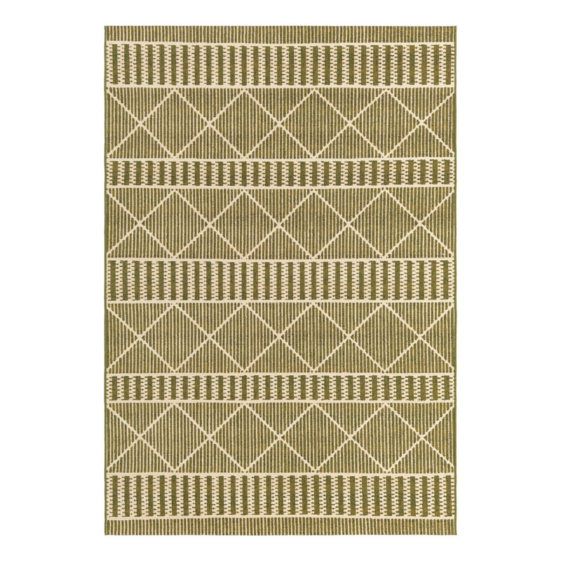 Tapis intérieur / extérieur rayé vert Arthur-James, Rectangle 5 pi 3 po x 8 pi