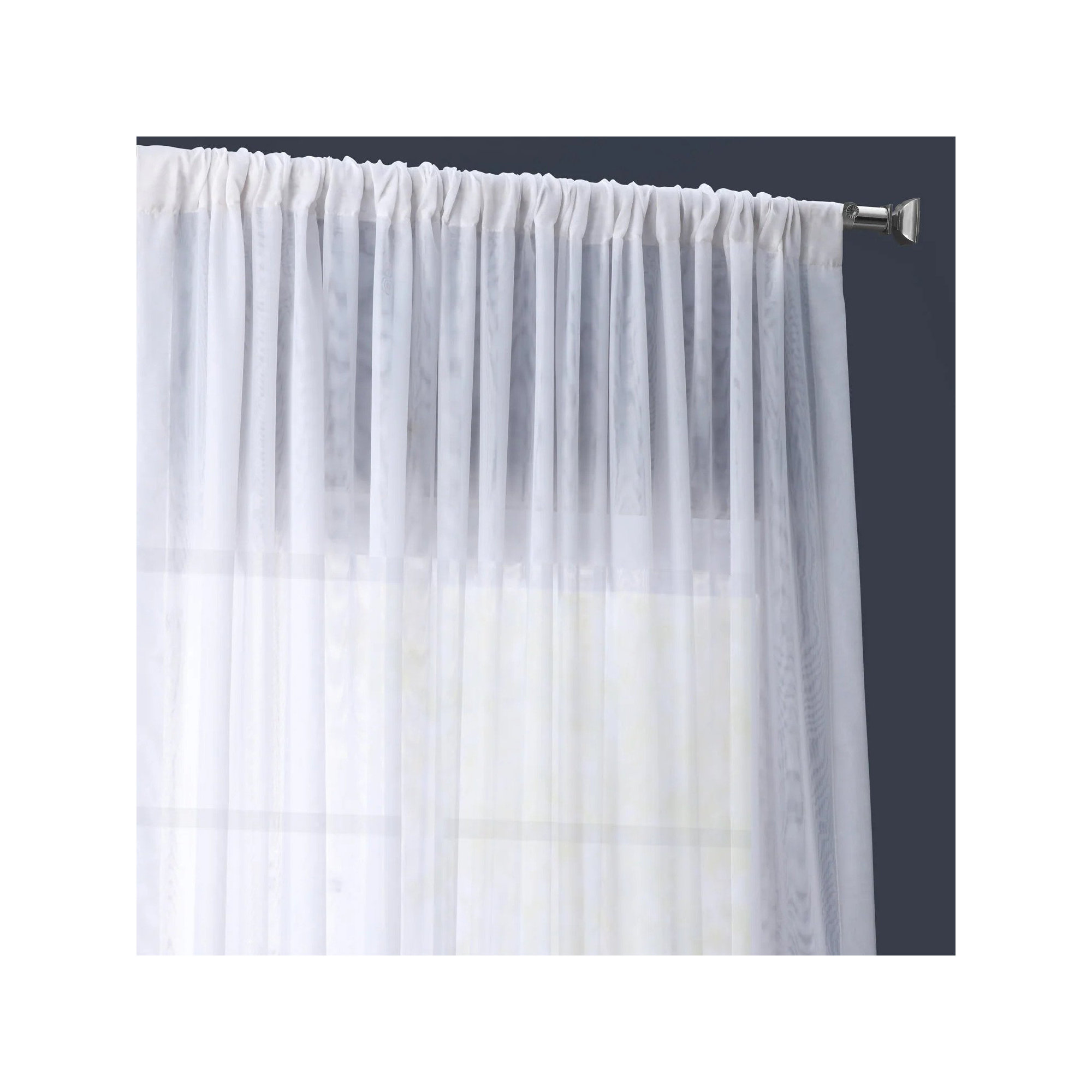 Apollo Extra Wide Voile Sheer Curtains for Bedroom Double Layered Curtains for Large Window Single Panel, 50" W x 96" L