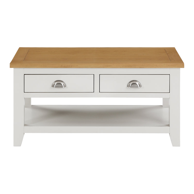 Port Mahon Four Leg Coffee Table with Storage, Oak/Elephant Grey