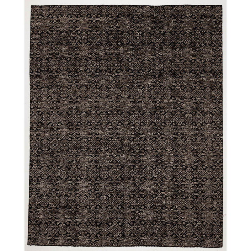 Handmade Cotton and Silk Geometric Area Rug