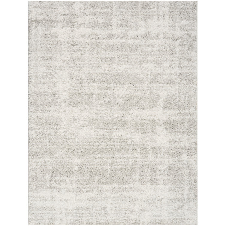 Power Loom Polyester Abstract Area Rug in Ivory/Gray