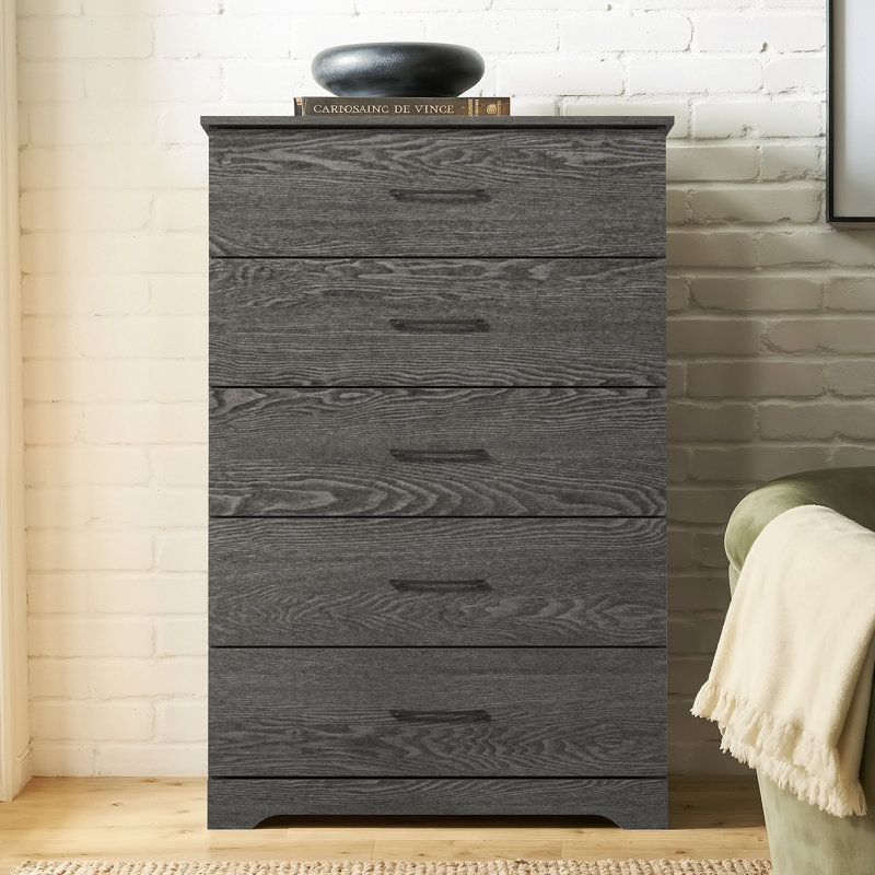 Commode 5 tiroirs Arkia, Gris foncé