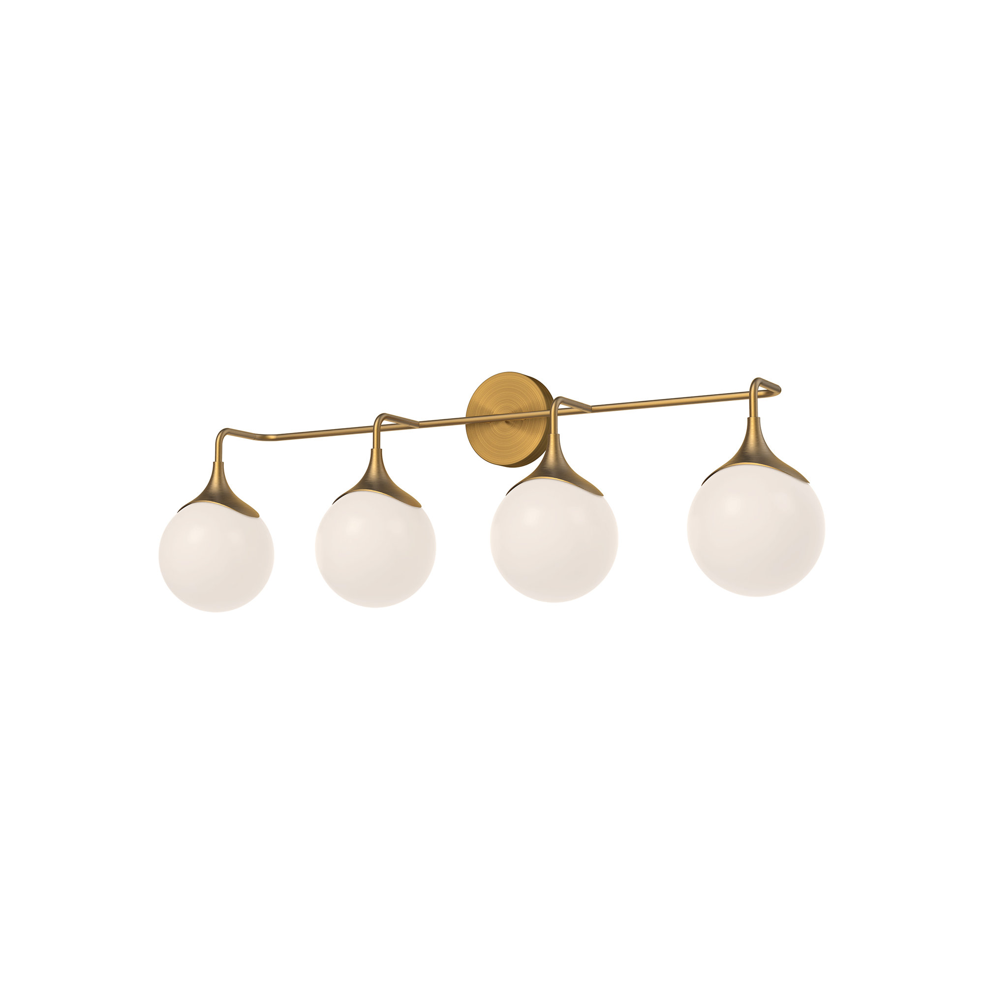 Nedra Frosted Vanity Light, Aged Gold, 4