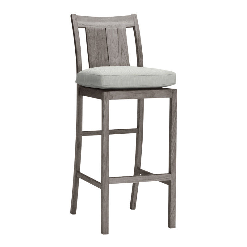 Tabouret de comptoir 24 po Croquet, Pas de soudure, Teck huître, Sunbrella® argent Verona