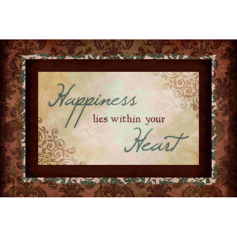 Happiness Lies - Art textuel sur toile tendue, H 12 po x l 18 po