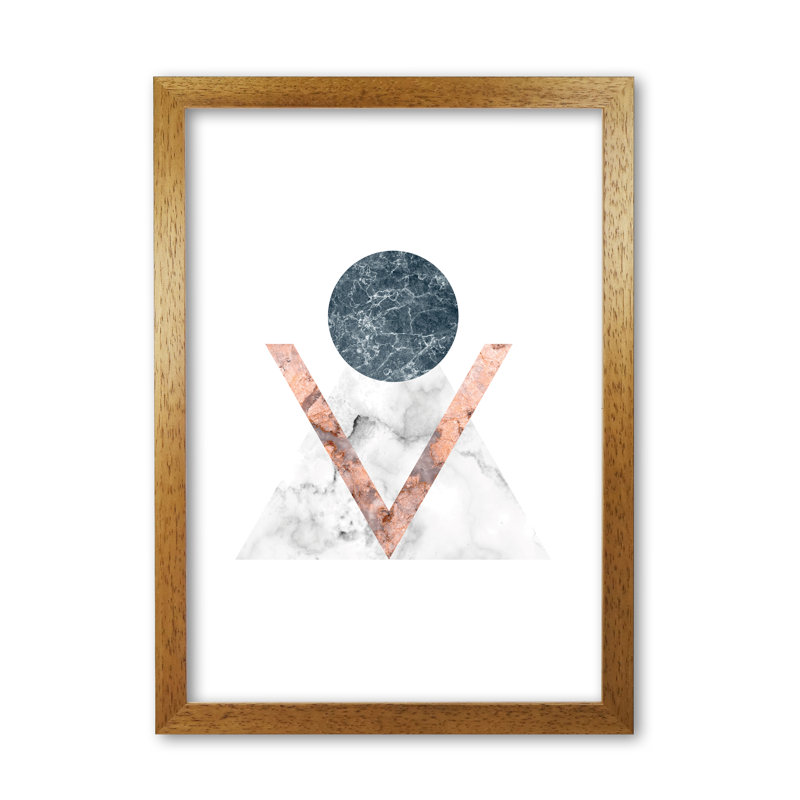 Marble Triangle Abstract - Print, Honey Oak Frame, 85 cm H x 60 cm W x 5 cm D