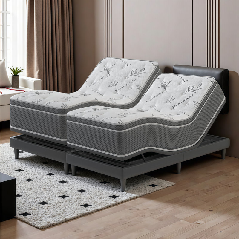 10-Inch Hybrid Cooling Mattress with Bamboo Cover & Support Coils for Motion Isolation, Twin