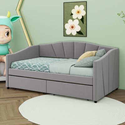 Twin-Size Upholstered Daybed Sofa Bed With Underbed Drawer And Wooden Slat Support -  Lark Manor™, 5BD520C5567D4AD69F8AB3D876416668