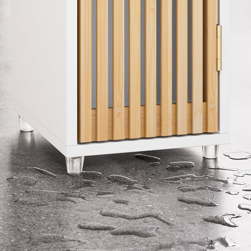 Munford Freestanding 20cm W Linen Cabinet, White/Natural