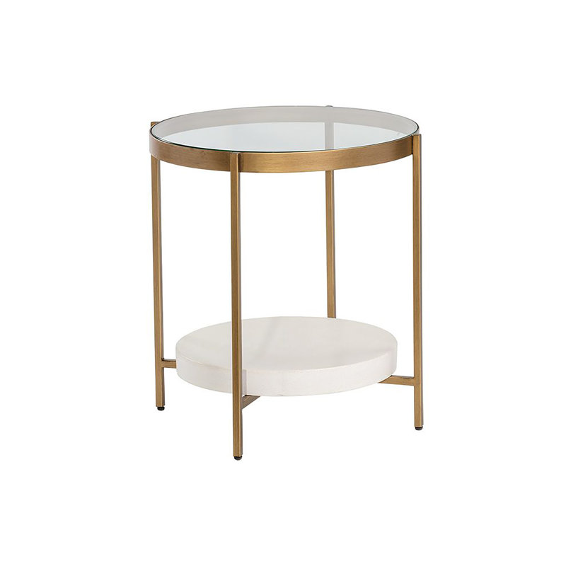 Deemer Glass Top End Table - Gold