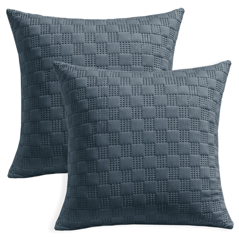Aspire Homeware Embossed Square Velvet Cushion Covers, NAVY, Pack of 2