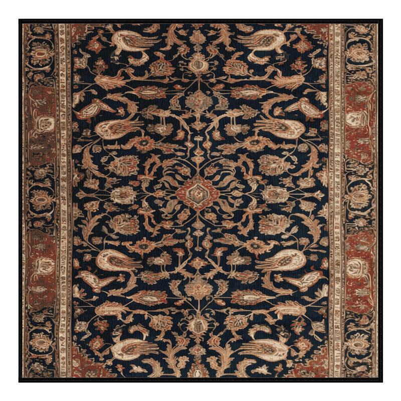 Machine Washable Persian Brown Area Rug, Square 5'