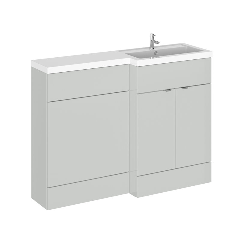 Fusion Fitted Furniture - Avola 3 Piece Toilet & Basin Unit, Right-Handed, Gloss Grey