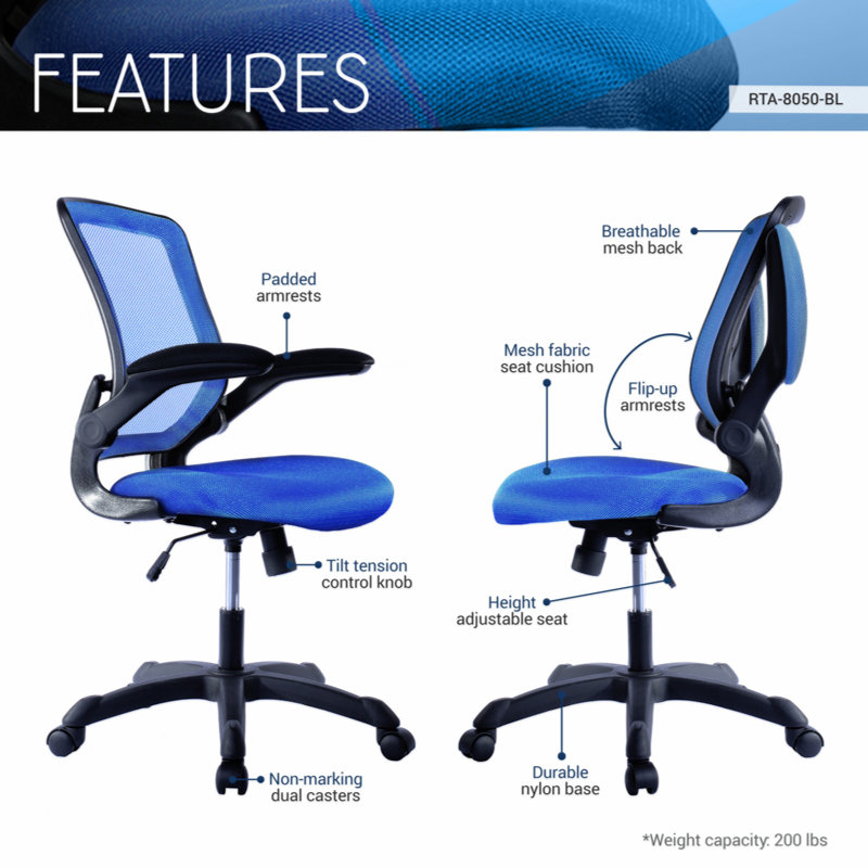 Azure Blue Mesh Ergonomic Swivel Desk Chair