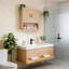 Armoire de salle de bain murale avec panneau de porte cannelé et tablette réglable, armoire à pharmacie flottante avec tablette ouverte et barre à serviettes, armoire de rangement pour salle de bain, salle de lavage et cuisine