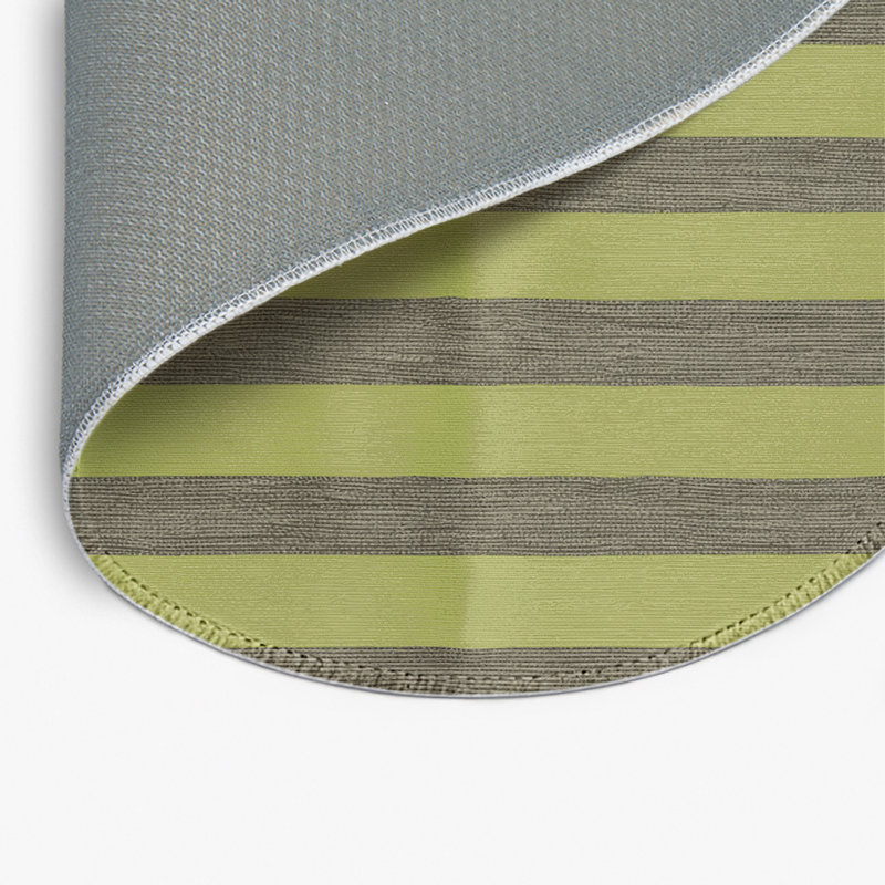 Tapis intérieur / extérieur vert HorizontalStripes, Rond 5 pi