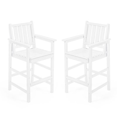 SeeHill Adirondack Bar Chair Set of 2, HDPE Tall Adirondack Chairs Bar Stools with Footrest, Outdoor Bar Height Stool Chair Set, HDPE Patio Barstools Set for Poolside, Balcony, Garden