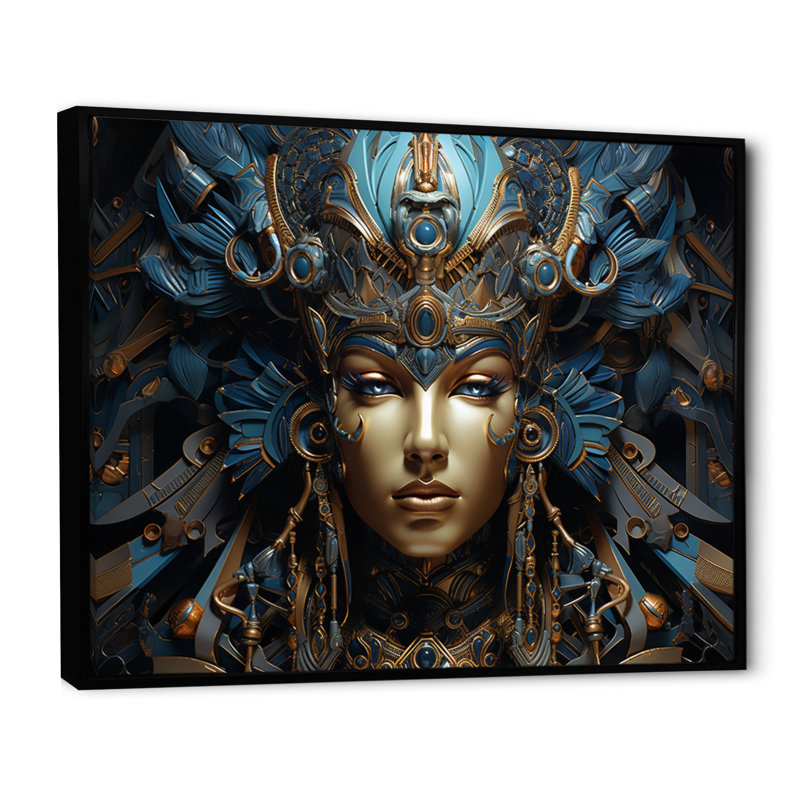 «Égyptienne, pharaon, rêve, femme II», reproduction d'art sur toile, Cadre flottant noir, H 12 po x l 20 po x P 1 po