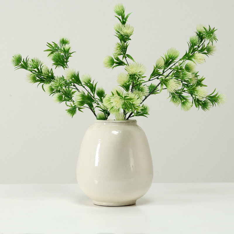 Approx 10"H Off White Ceramic Vase (5" Opening)