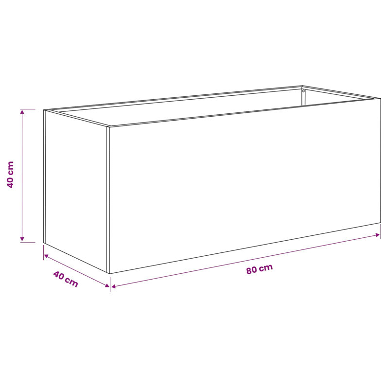 Planter Raised Garden Bed Plant Pot Flower Pot Grey Weathering Steel, 40cm H x 40cm W x 80cm D, 1