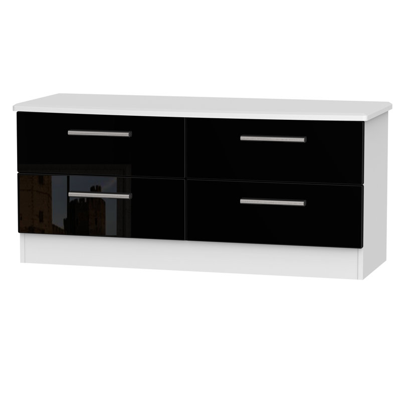 Fully Assembled Yvette 4 Drawer Chest, White/Black