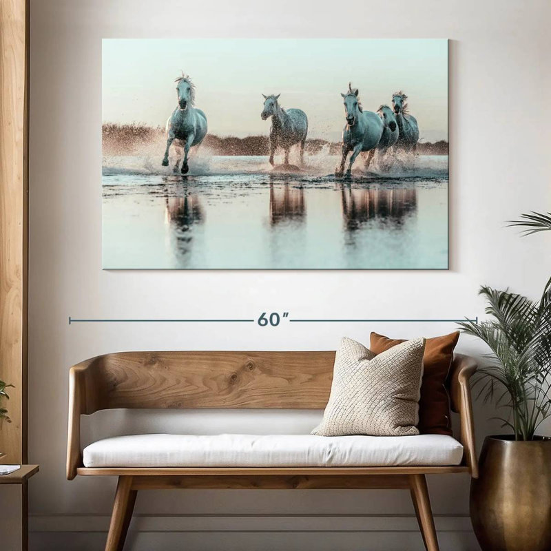 Chevaux français blancs Brampt, H 34 po x l 51 po
