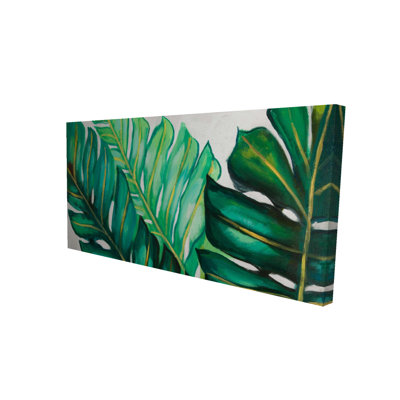 Trois grandes feuilles de plantes exotiques sur toile | Décoration intérieure